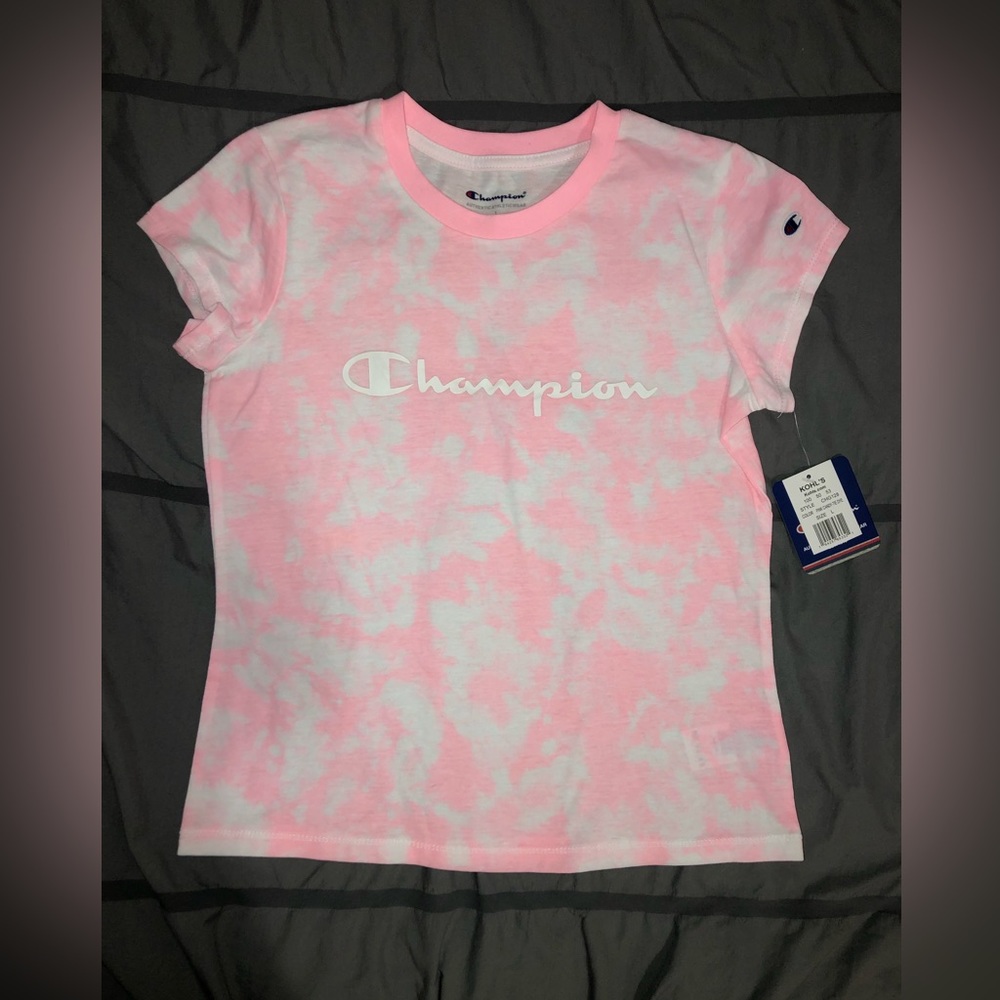 Champion Pink Candy Tie Dye SS T Shirt Girls Large (14) NWT